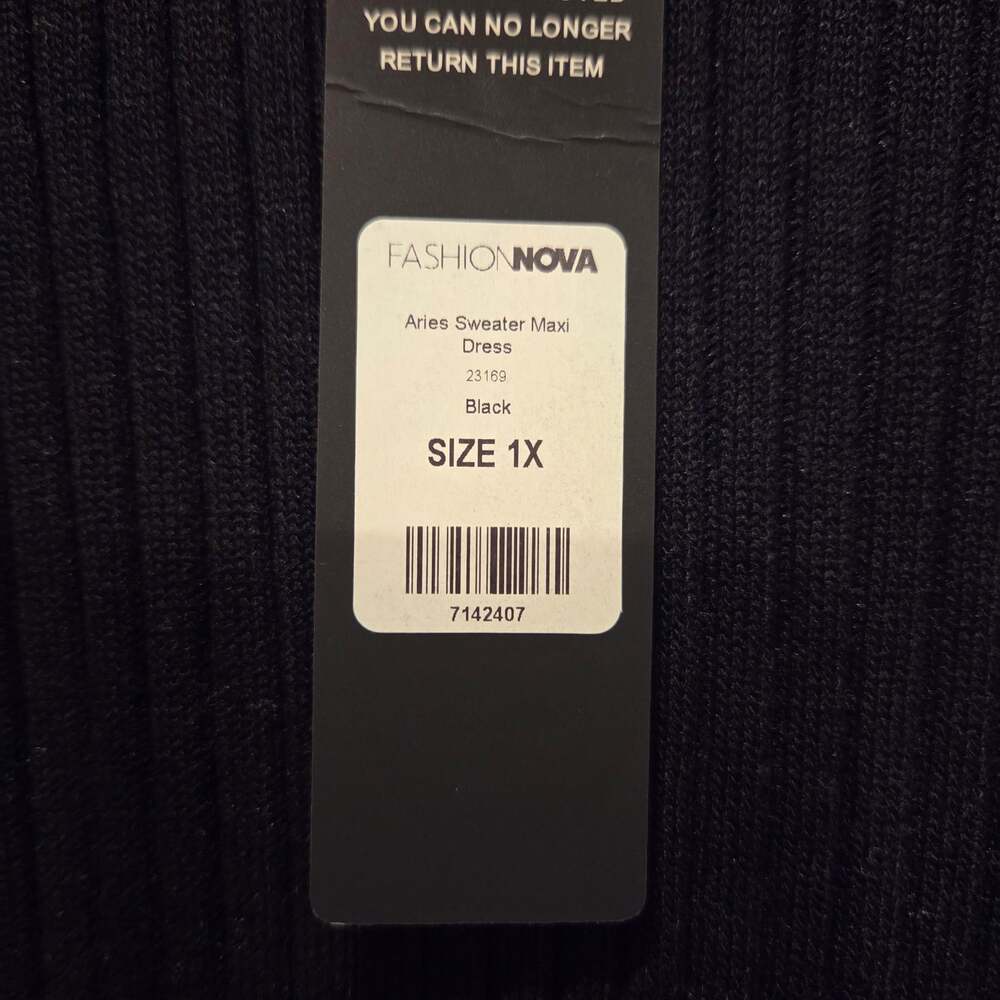 Fashion Nova Ribbed Long Sleeve Maxi Dress in Black - 1X - Picture 5 of 5